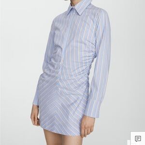 MANGO Striped Button-Up Dress